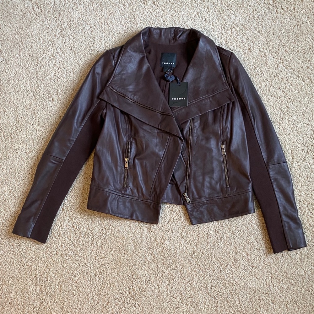 Trouve Leather jacket burgundy